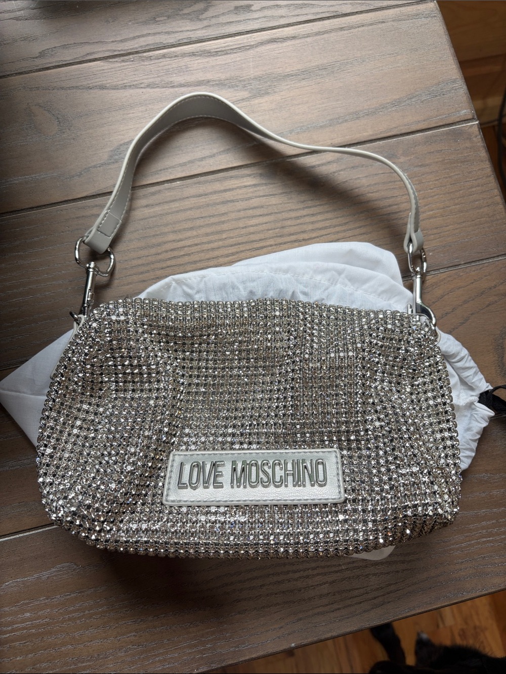 Love Moschino Silver Crystal Logo Crossbody - Picture 13 of 14